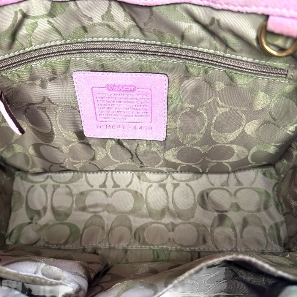 COACH - Pink and Cream Woven Satchel - Picture 8 of 13